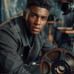 A serious-looking African American man in a gray jacket sits in a studio setting.